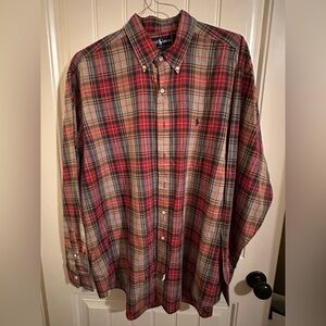 Ralph Lauren Red Plaid Button-Down Shirt long sleeve